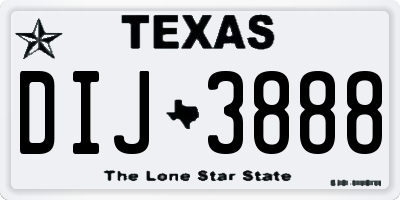 TX license plate DIJ3888