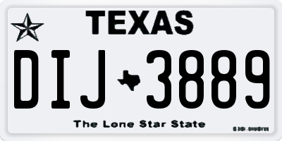 TX license plate DIJ3889