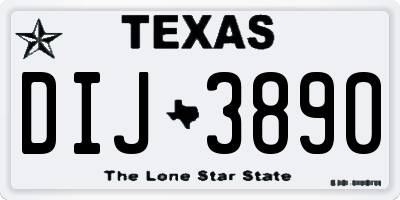 TX license plate DIJ3890