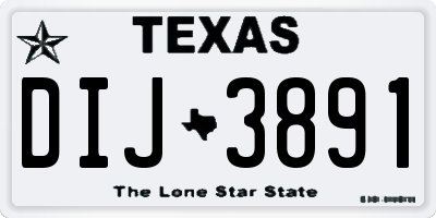 TX license plate DIJ3891