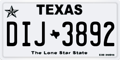 TX license plate DIJ3892