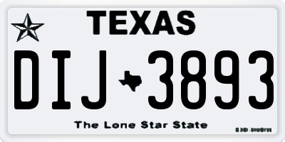 TX license plate DIJ3893