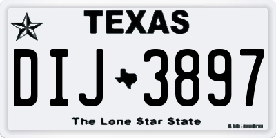 TX license plate DIJ3897