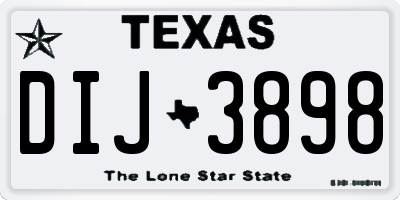 TX license plate DIJ3898