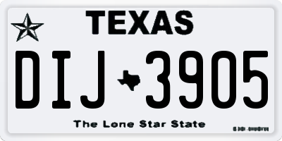 TX license plate DIJ3905