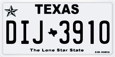 TX license plate DIJ3910