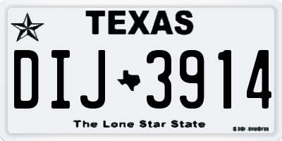 TX license plate DIJ3914