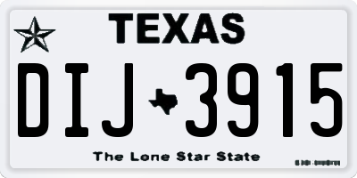 TX license plate DIJ3915