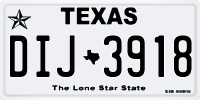 TX license plate DIJ3918
