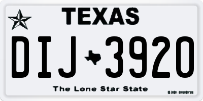 TX license plate DIJ3920