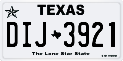 TX license plate DIJ3921