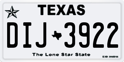 TX license plate DIJ3922