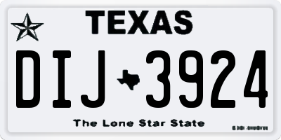 TX license plate DIJ3924