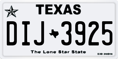TX license plate DIJ3925