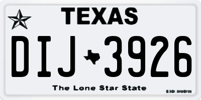 TX license plate DIJ3926
