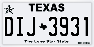 TX license plate DIJ3931