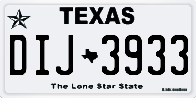 TX license plate DIJ3933