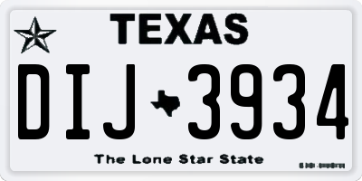 TX license plate DIJ3934