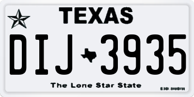 TX license plate DIJ3935
