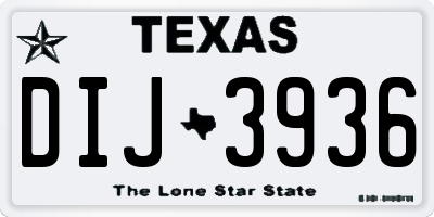 TX license plate DIJ3936