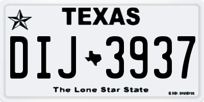 TX license plate DIJ3937