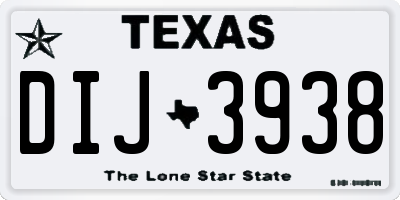 TX license plate DIJ3938