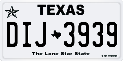 TX license plate DIJ3939