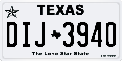 TX license plate DIJ3940