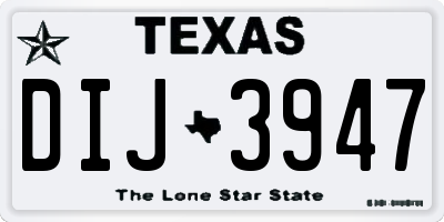 TX license plate DIJ3947