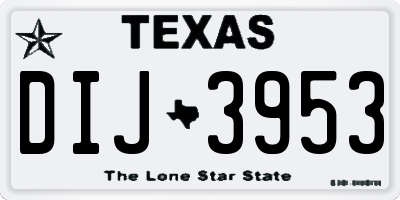 TX license plate DIJ3953