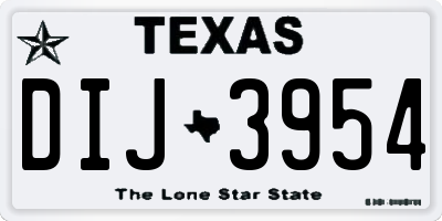 TX license plate DIJ3954