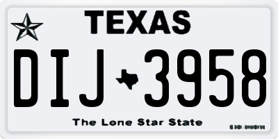 TX license plate DIJ3958