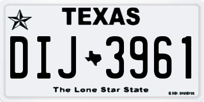 TX license plate DIJ3961
