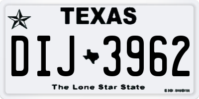 TX license plate DIJ3962