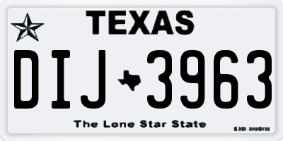 TX license plate DIJ3963