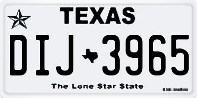 TX license plate DIJ3965