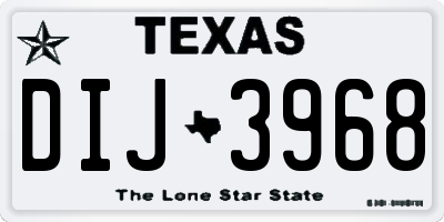 TX license plate DIJ3968