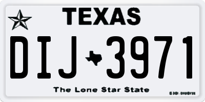 TX license plate DIJ3971