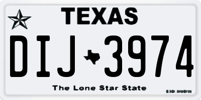 TX license plate DIJ3974