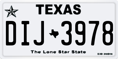 TX license plate DIJ3978