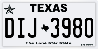 TX license plate DIJ3980