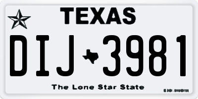 TX license plate DIJ3981