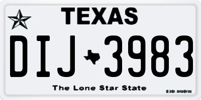 TX license plate DIJ3983