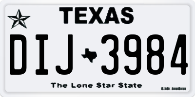 TX license plate DIJ3984