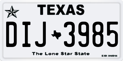 TX license plate DIJ3985