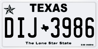 TX license plate DIJ3986