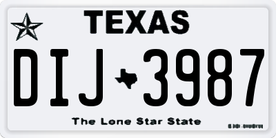TX license plate DIJ3987