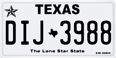 TX license plate DIJ3988