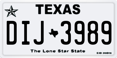 TX license plate DIJ3989