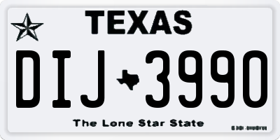 TX license plate DIJ3990